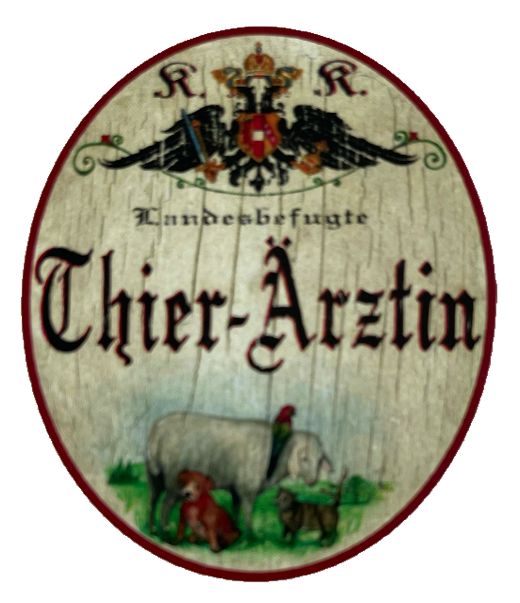 KuK Nostalgie Holzschild Landesbefugte Thier-Ärztin Tierärztin Haustier Schild