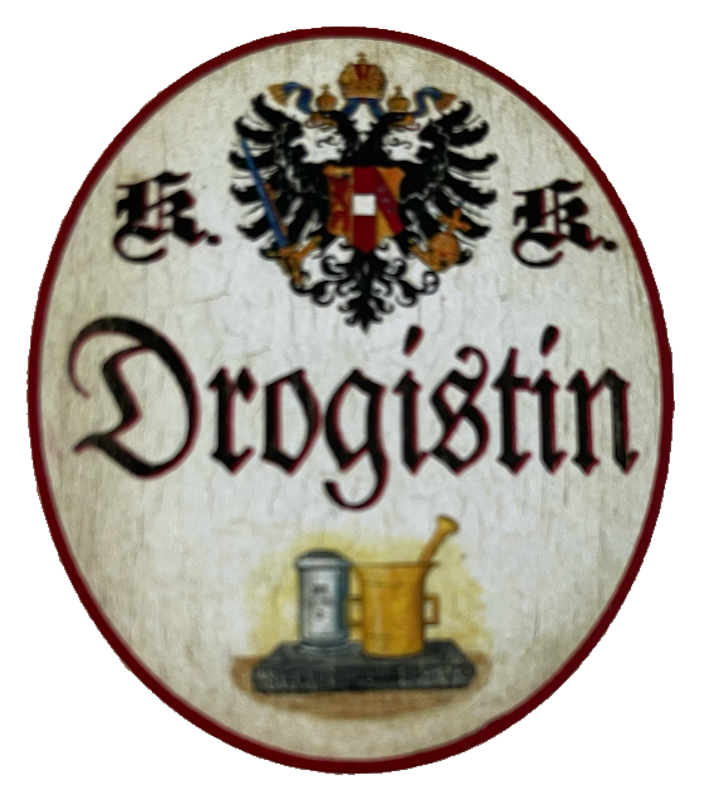 KuK Nostalgie Holzschild Drogistin Drogerie Perfumerie Handel Verkauf Schild