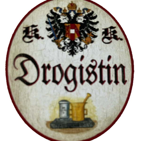 KuK Nostalgie Holzschild Drogistin Drogerie Perfumerie Handel Verkauf Schild