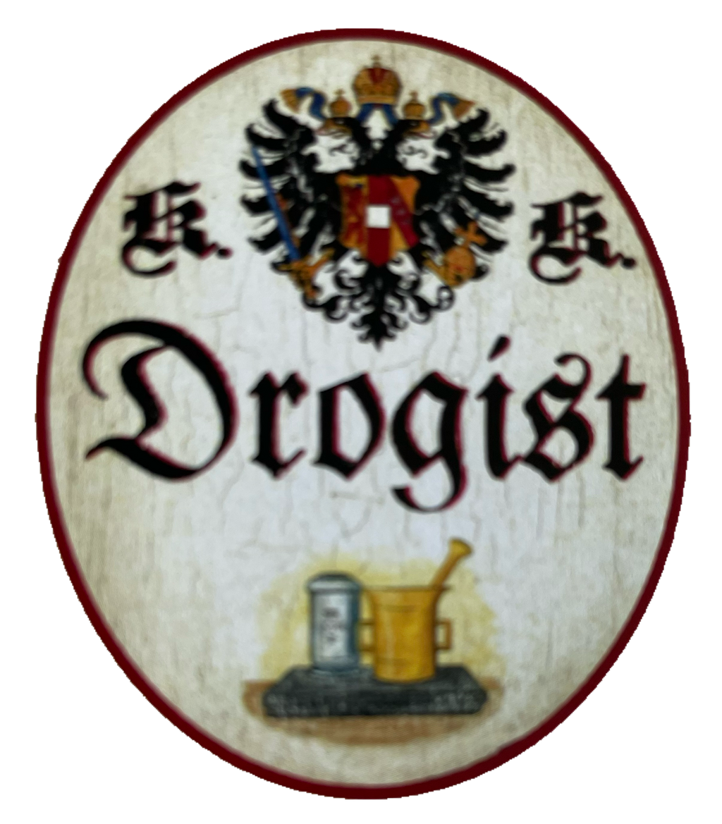 KuK Nostalgie Holzschild Drogist Drogerie Perfumerie Handel Verkauf Schild