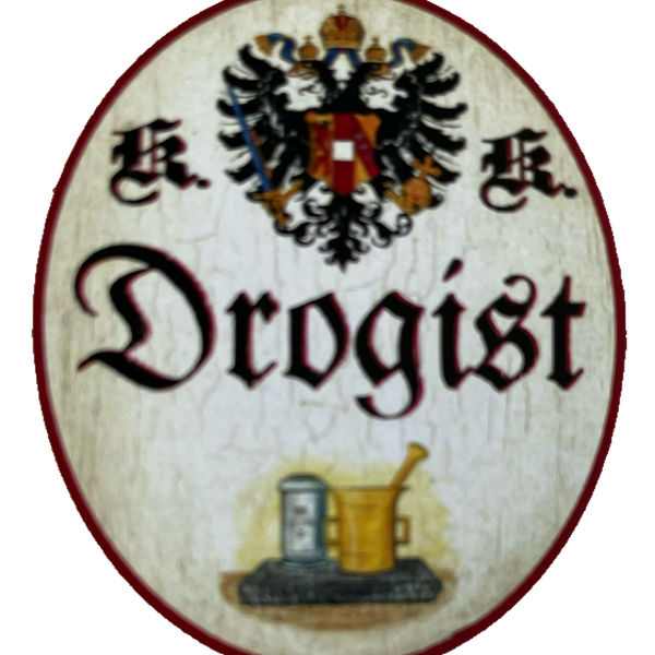 KuK Nostalgie Holzschild Drogist Drogerie Perfumerie Handel Verkauf Schild