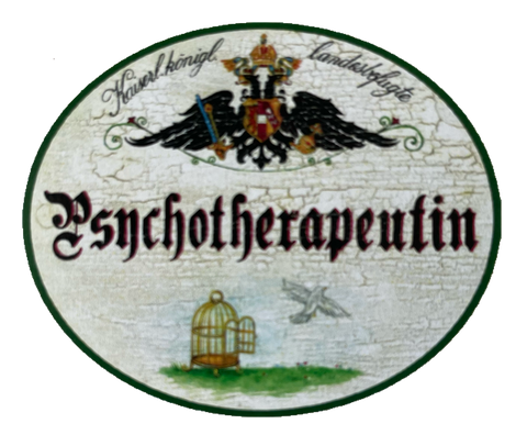 KuK Nostalgie Holzschild Landesbefugte Psychotherapeutin Psychotherapie Schild