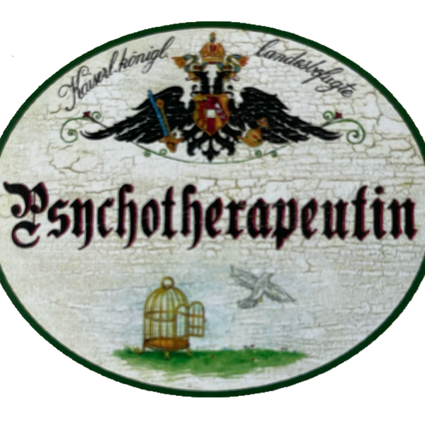 KuK Nostalgie Holzschild Landesbefugte Psychotherapeutin Psychotherapie Schild
