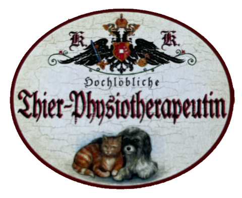 KuK Nostalgie Holzschild Hochlöbliche Thier Physiotherapeutin Tier Schild