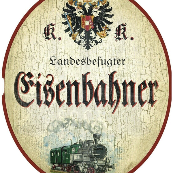 KuK Nostalgie Holzschild Schild landesbefugter Eisenbahner Eisenbahn