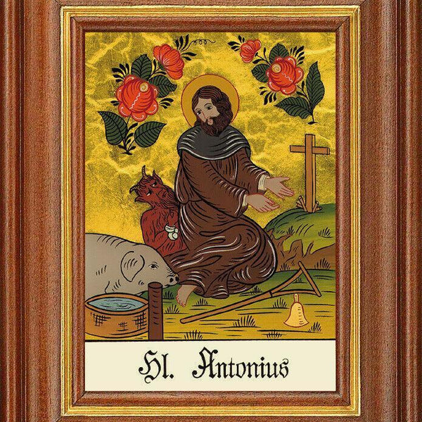 Hinterglasbild - hl.antonius mönch - patronatsbild taufe namenspatron 12,7x16 th