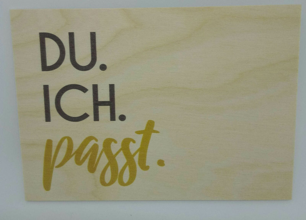Holzkarte Holzpostkarte magnetisch Du. Ich. Passt 14x10 Birkenholz 50259