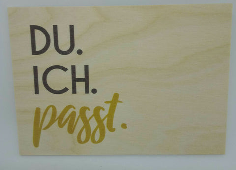 Holzkarte Holzpostkarte magnetisch Du. Ich. Passt 14x10 Birkenholz 50259
