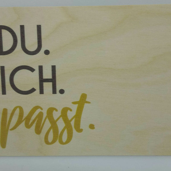 Holzkarte Holzpostkarte magnetisch Du. Ich. Passt 14x10 Birkenholz 50259