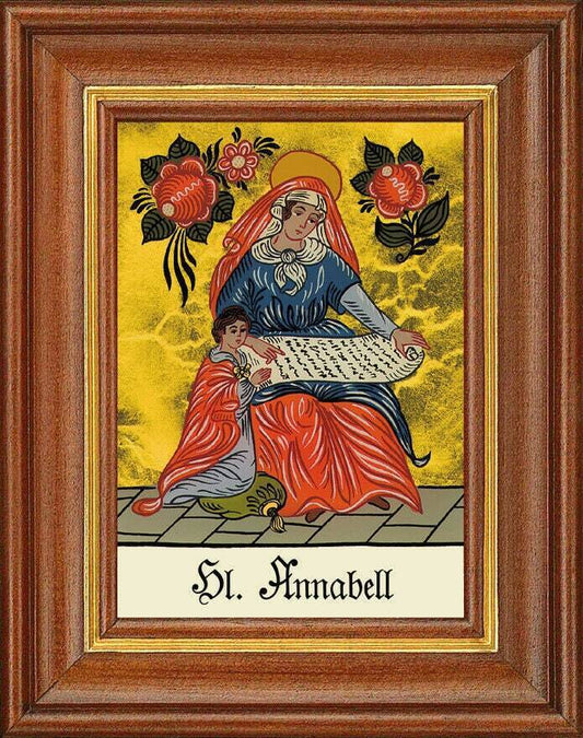 Hinterglasbild - heilige annabell - patronatsbild taufe namenspatron 12,7x16 th