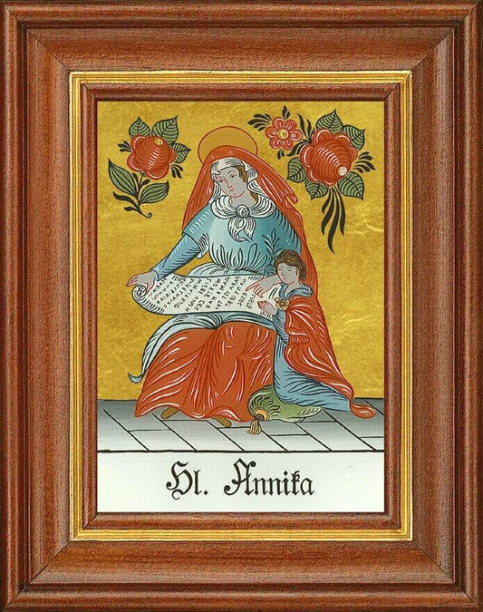 Hinterglasbild - heilige annika - patronatsbild taufe namenspatron 12,7x16 th