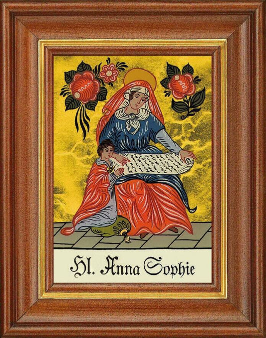 Hinterglasbild - hl. anna sophie - patronatsbild taufe namenspatron 12,7x16 th