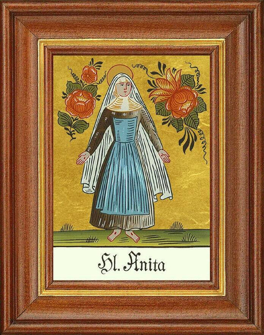 Hinterglasbild - heilige anita - patronatsbild taufe namenspatron 12,7x16 th