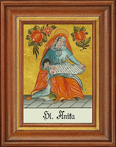 Hinterglasbild - heilige anika - patronatsbild taufe namenspatron 12,7x16 th