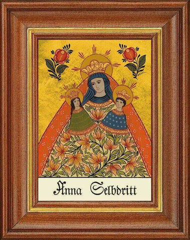 Hinterglasbild - hl.anna selbdritt - patronatsbild taufe namenspatron 12,7x16 th
