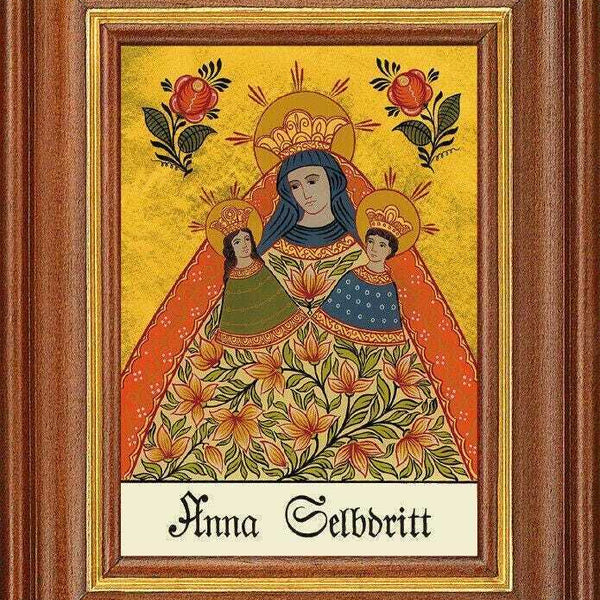 Hinterglasbild - hl.anna selbdritt - patronatsbild taufe namenspatron 12,7x16 th