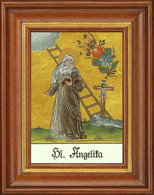 Hinterglasbild - hl.angelika merici - patronatsbild taufe namenspatron12,7x16 th