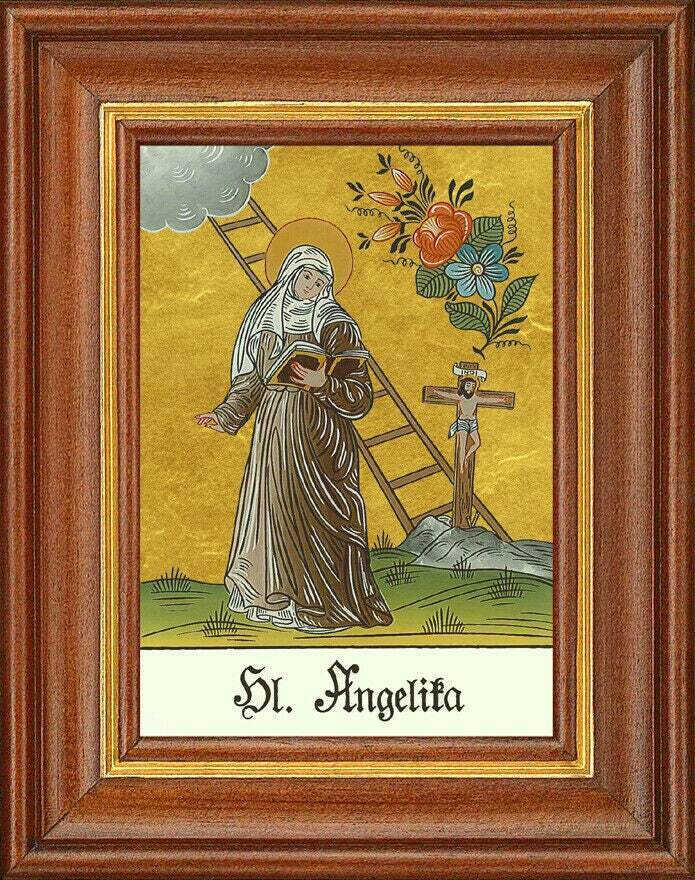 Hinterglasbild - hl.angelika merici - patronatsbild taufe namenspatron12,7x16 th