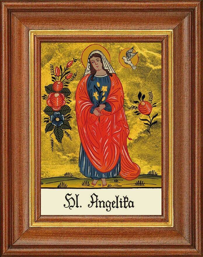 Hinterglasbild - heilige angelika - patronatsbild taufe namenspatron 12,7x16 th