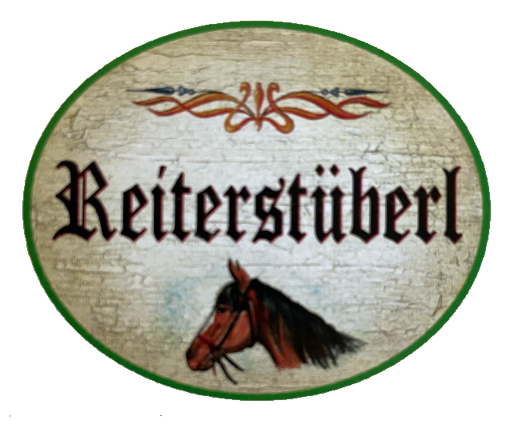Nostalgie Holzschild Reiterstüberl Reiter Stube Pferd Reiten Schild