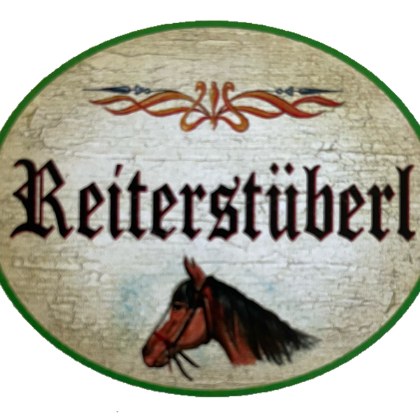Nostalgie Holzschild Reiterstüberl Reiter Stube Pferd Reiten Schild
