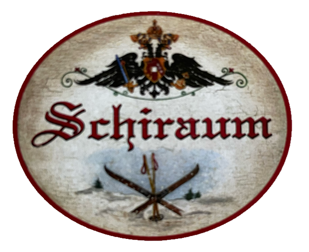 KuK Nostalgie Holzschild Schiraum Schi Fahren Winter Sport Schnee Schild