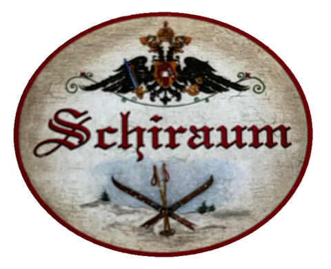 KuK Nostalgie Holzschild Schiraum Schi Fahren Winter Sport Schnee Schild