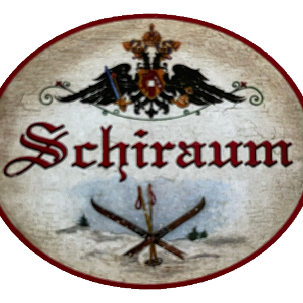KuK Nostalgie Holzschild Schiraum Schi Fahren Winter Sport Schnee Schild