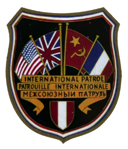 Nostalgie Holzschild International Patrol Wappen  Schild