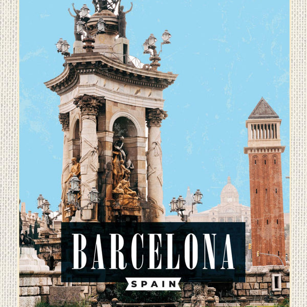 Schild Barcelona Spain Spanien Plaça d'Espanya 12x18 20x30 30x40 Blech/Holz