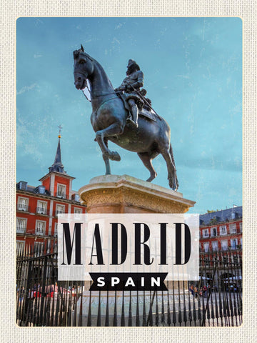 Schild Madrid Spain Spanien Stadt Plaza Mayor 12x18 20x30 30x40 Blech od. Holz