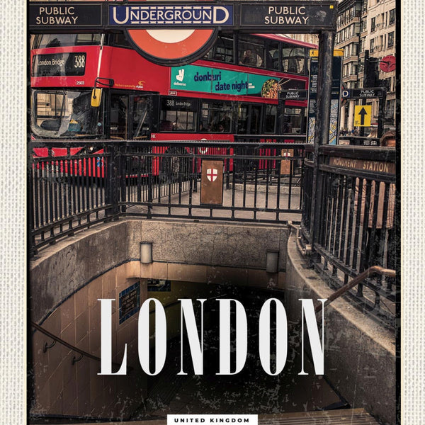 Schild London United Kingdom Underground Subway GB 12x18 20x30 30x40 Blech/Holz