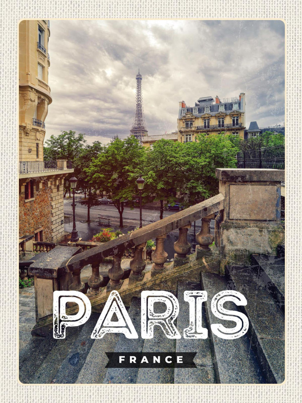 Schild Paris France Frankreich Eiffelturm Stadt 12x18 20x30 30x40 Blech od. Holz