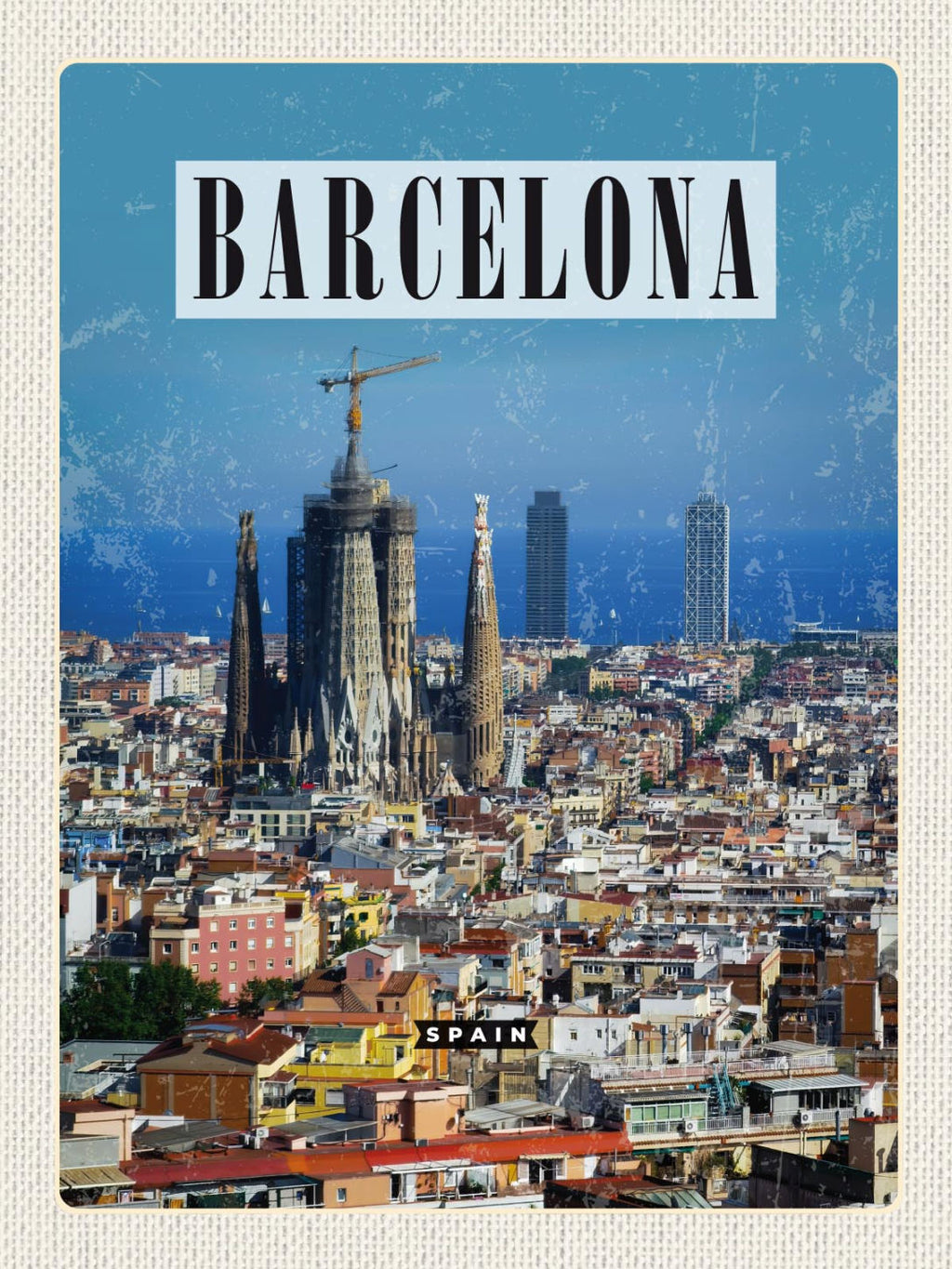 Schild Barcelona Spain Spanien Stadt Ansicht 12x18 20x30 30x40 Blech/Holz