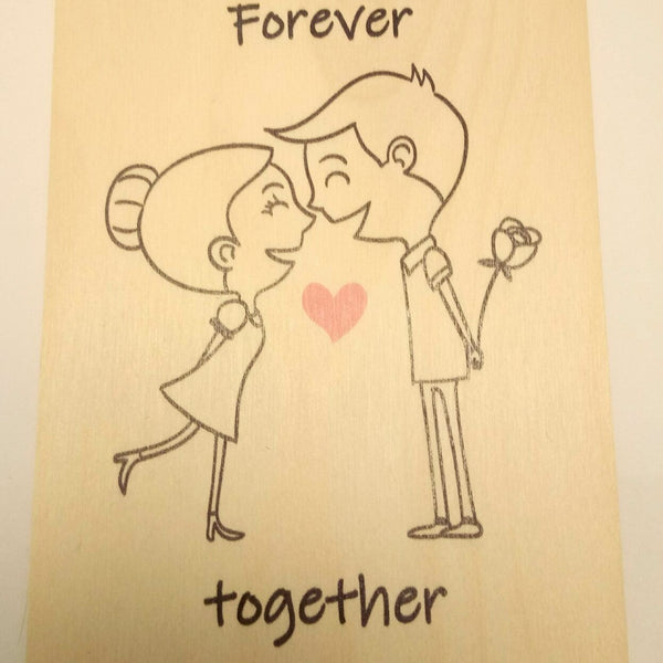 Holzpostkarte magnetisch "Forever together" Pärchen Liebe 14x10 Birkenholz 60065