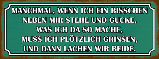 Schild Wenn Neben Mir Stehe & Gucke Was Ich Mache Plötzlich Grinsen Lachen Beide