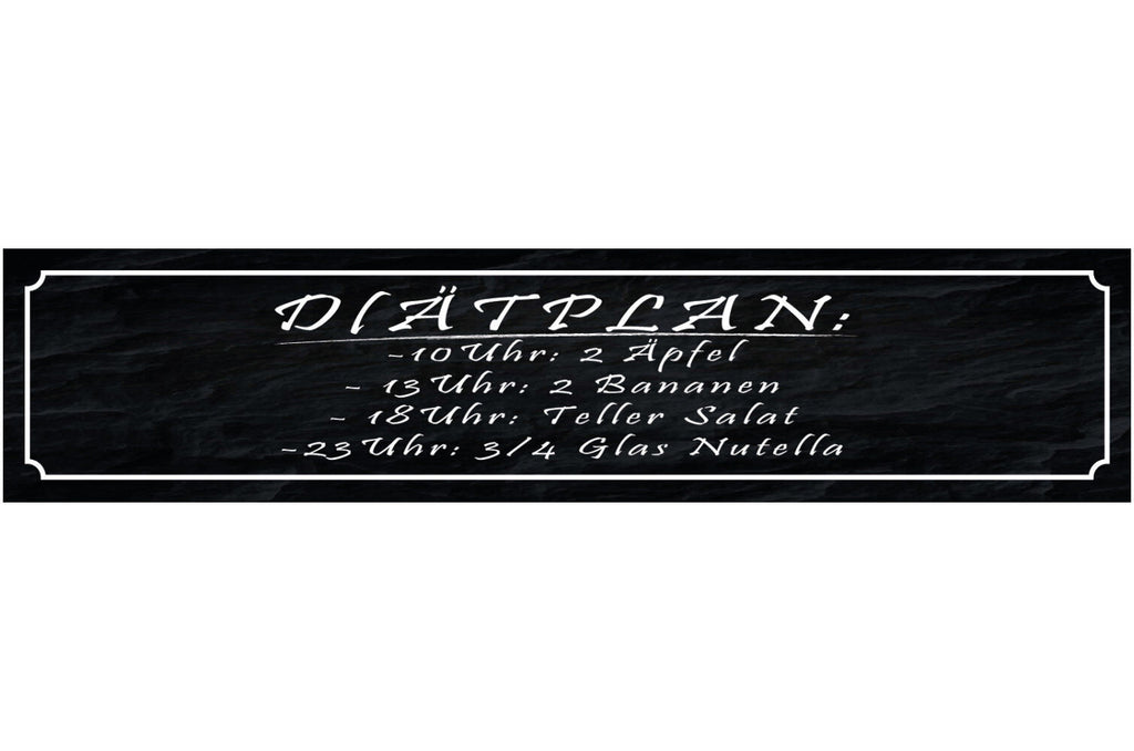 Schild Diät Plan Nutella Gemüse Obst Abnehmen Gesund Dick 46 x 10 Blech od. Holz