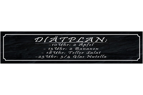 Schild Diät Plan Nutella Gemüse Obst Abnehmen Gesund Dick 46 x 10 Blech od. Holz