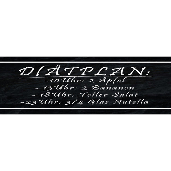 Schild Diät Plan Nutella Gemüse Obst Abnehmen Gesund Dick 46 x 10 Blech od. Holz