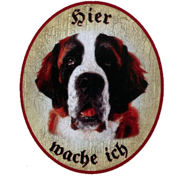 KuK Nostalgie Holzschild "Hier wache ich" Bernhardiner Hund