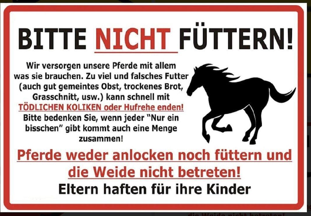 Schild pferd nicht füttern spruch hinweis 12x18/20x30/30x40 blech oder holz