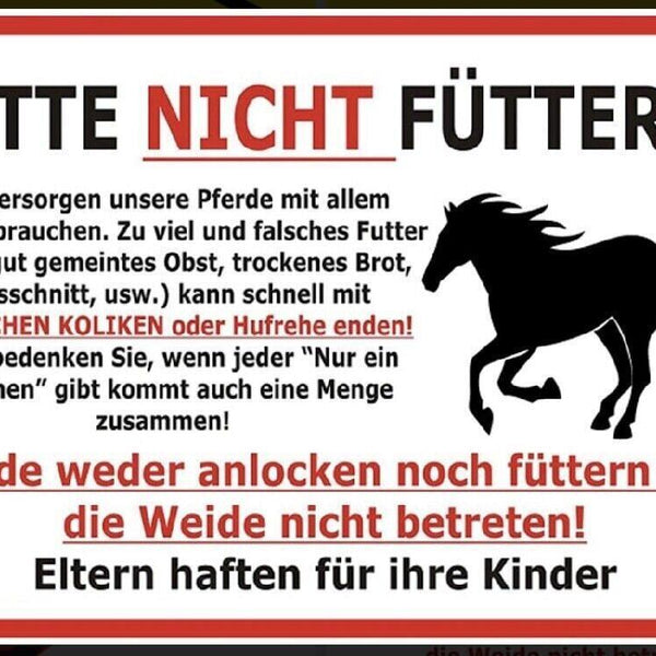 Schild pferd nicht füttern spruch hinweis 12x18/20x30/30x40 blech oder holz