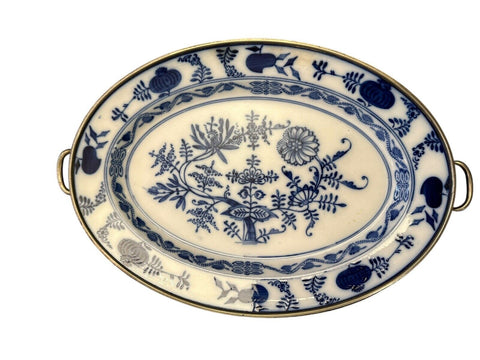 Antike Warmhalte Platte Zwiebelmuster Marke unbekannt 38.5 x 27,5 698576