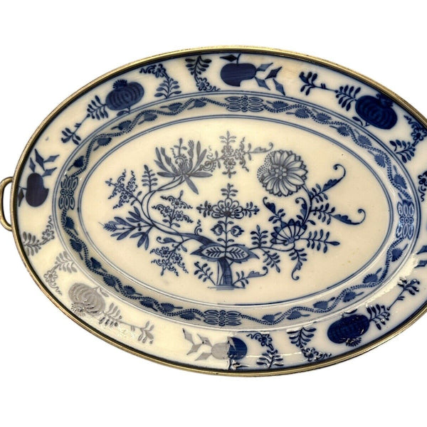 Antike Warmhalte Platte Zwiebelmuster Marke unbekannt 38.5 x 27,5 698576