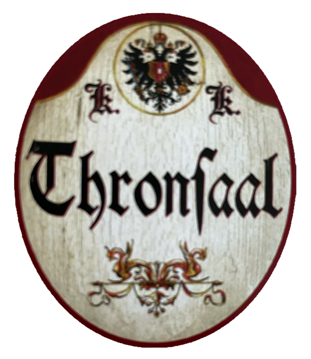 Kuk Nostalgie Holzschild Thronsaal Schloss Burg Kaiser Saal Schild
