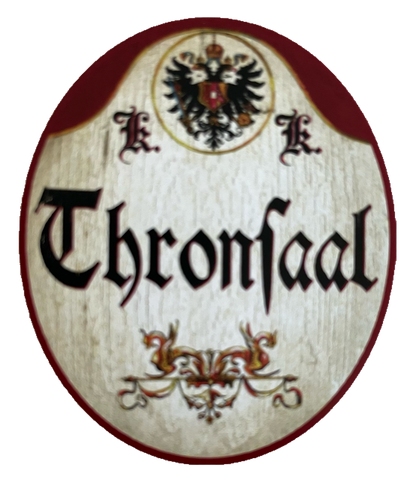 Kuk Nostalgie Holzschild Thronsaal Schloss Burg Kaiser Saal Schild