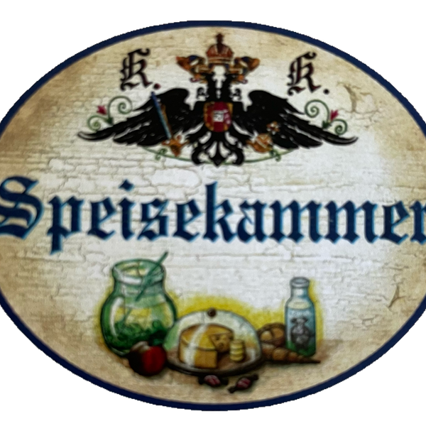 Kuk Nostalgie Holzschild Speisekammer Vorratskammer Speis Lebensmittel Schild