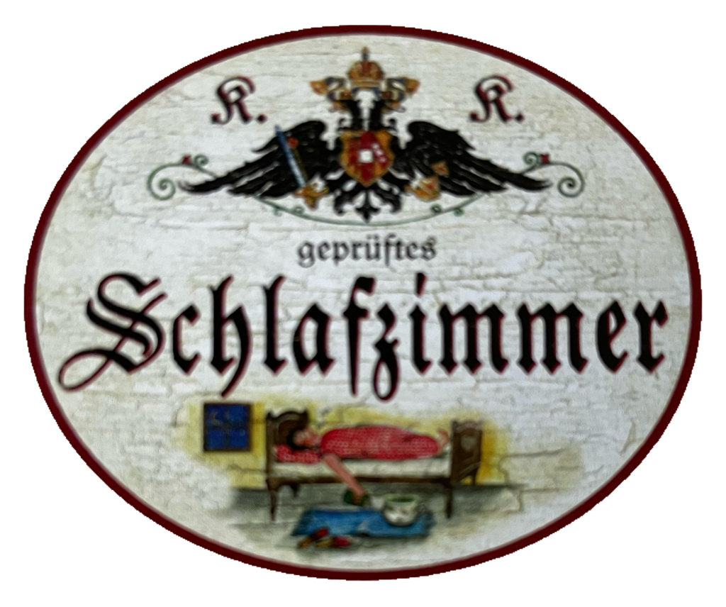 KuK Nostalgie Holzschild Geprüftes Schlafzimmer Schlafen Bett Schild