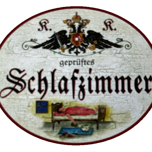 KuK Nostalgie Holzschild Geprüftes Schlafzimmer Schlafen Bett Schild