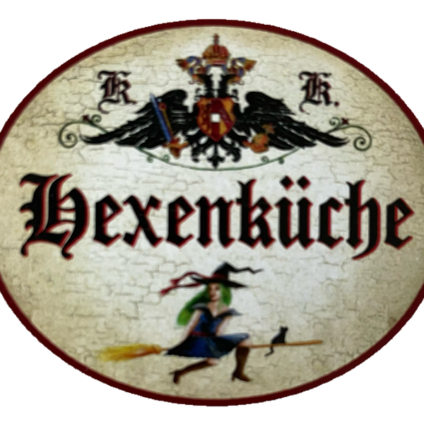 Kuk Nostalgie Holzschild Hexenküche Hexe Küche Besen Katze Frau Schild